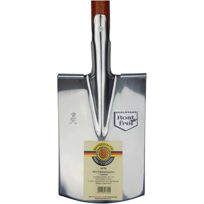 REX Edelstahlspaten mit Tritt und Eschen-T-Stiel
