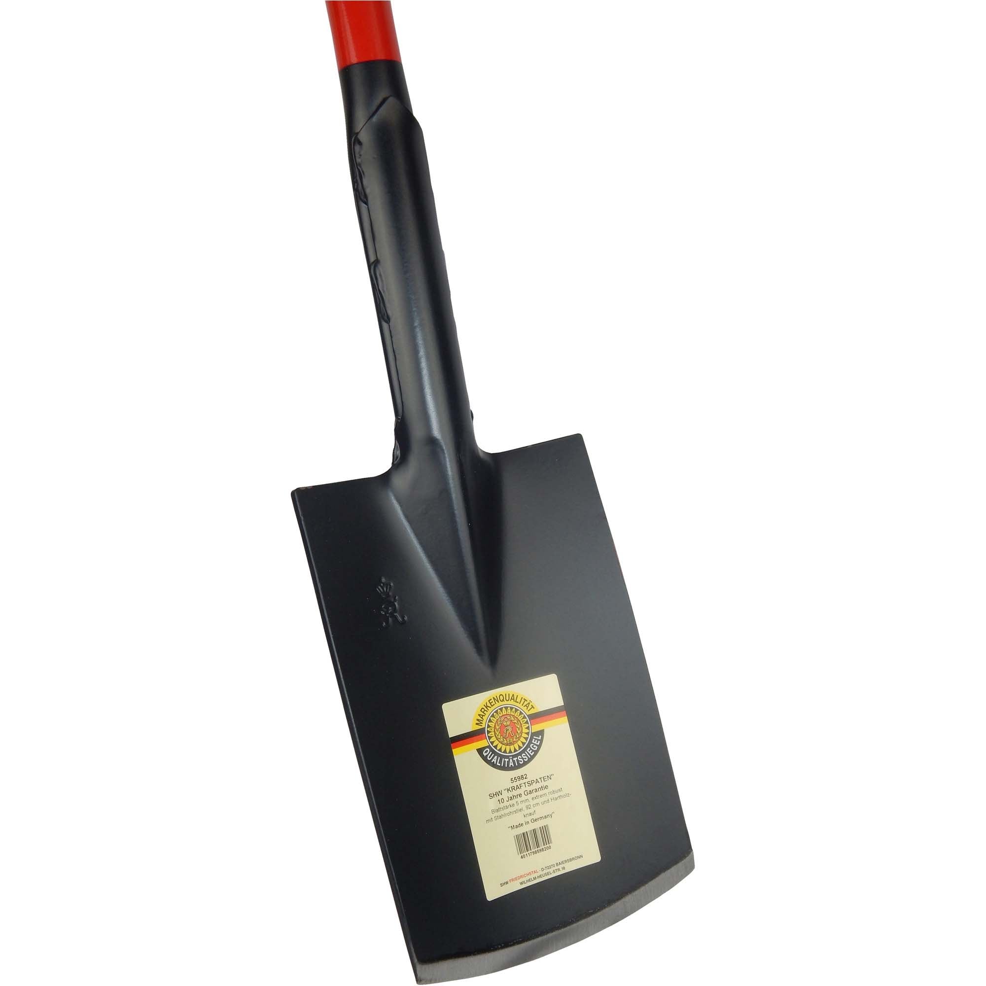 "KRAFT SPATEN", extrem robust mit Stahlrohrstiel, Hartholzknauf, 92 cm