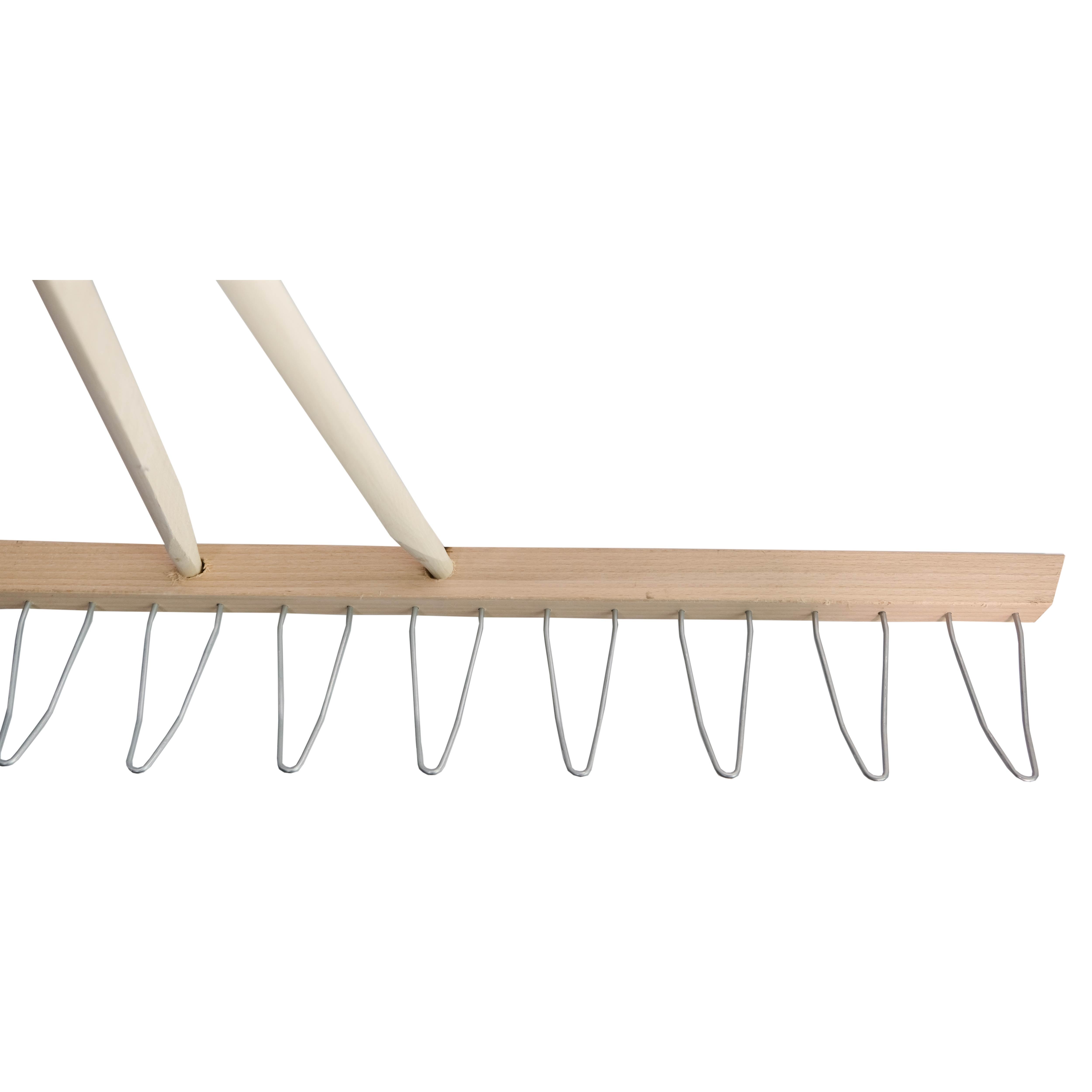 Holzrechen mit 11 Stahl- Doppelzinken und Stiel 180 cm