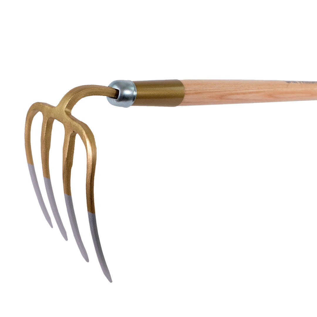 Gartenkreiel, 4 Zinken, rund mit Eschenstiel 135 cm