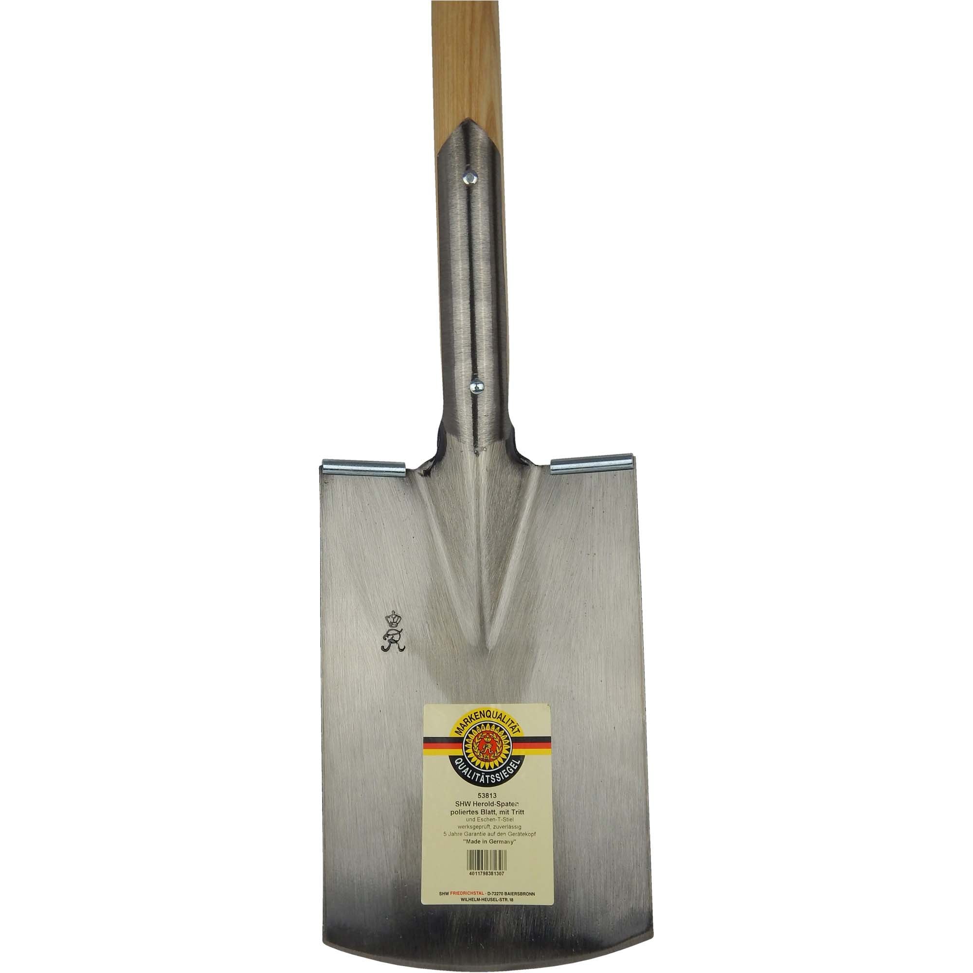 Herold-Gärtnerspaten, mit Tritt und Eschen-T-Stiel