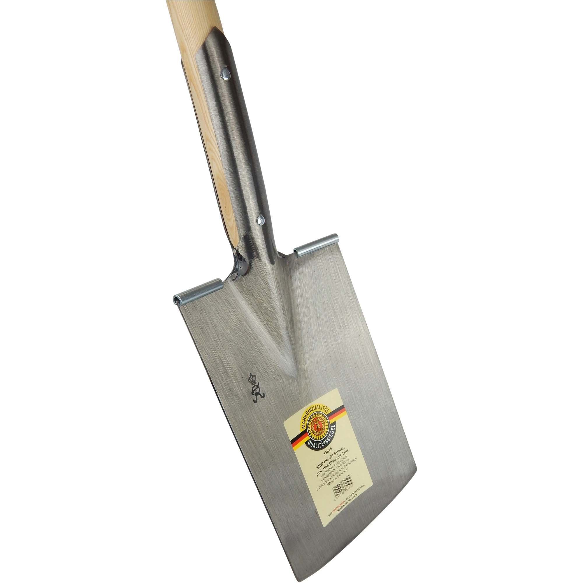 Herold-Gärtnerspaten, mit Tritt und Eschen-Knopf-Stiel