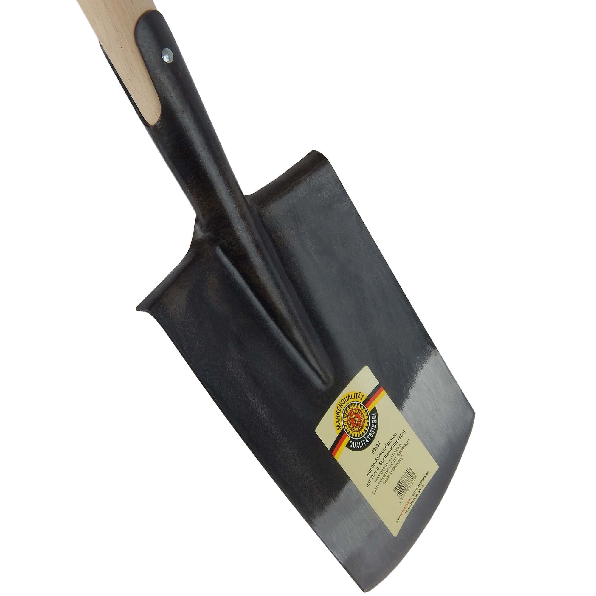 Apollo-Spaten, mit Tritt und Buchen-Knopf-Stiel
