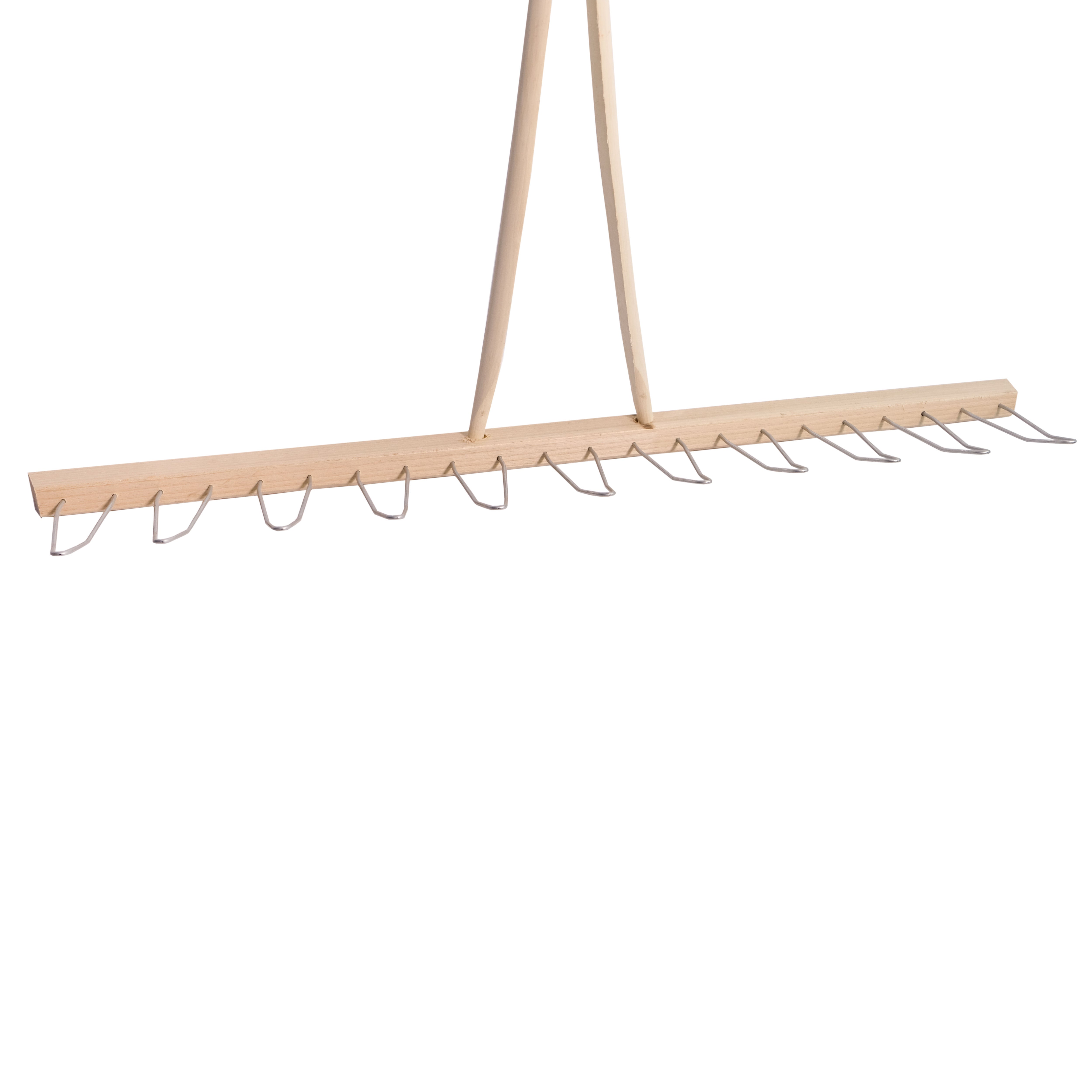 Holzrechen mit 11 Stahl- Doppelzinken und Stiel 180 cm
